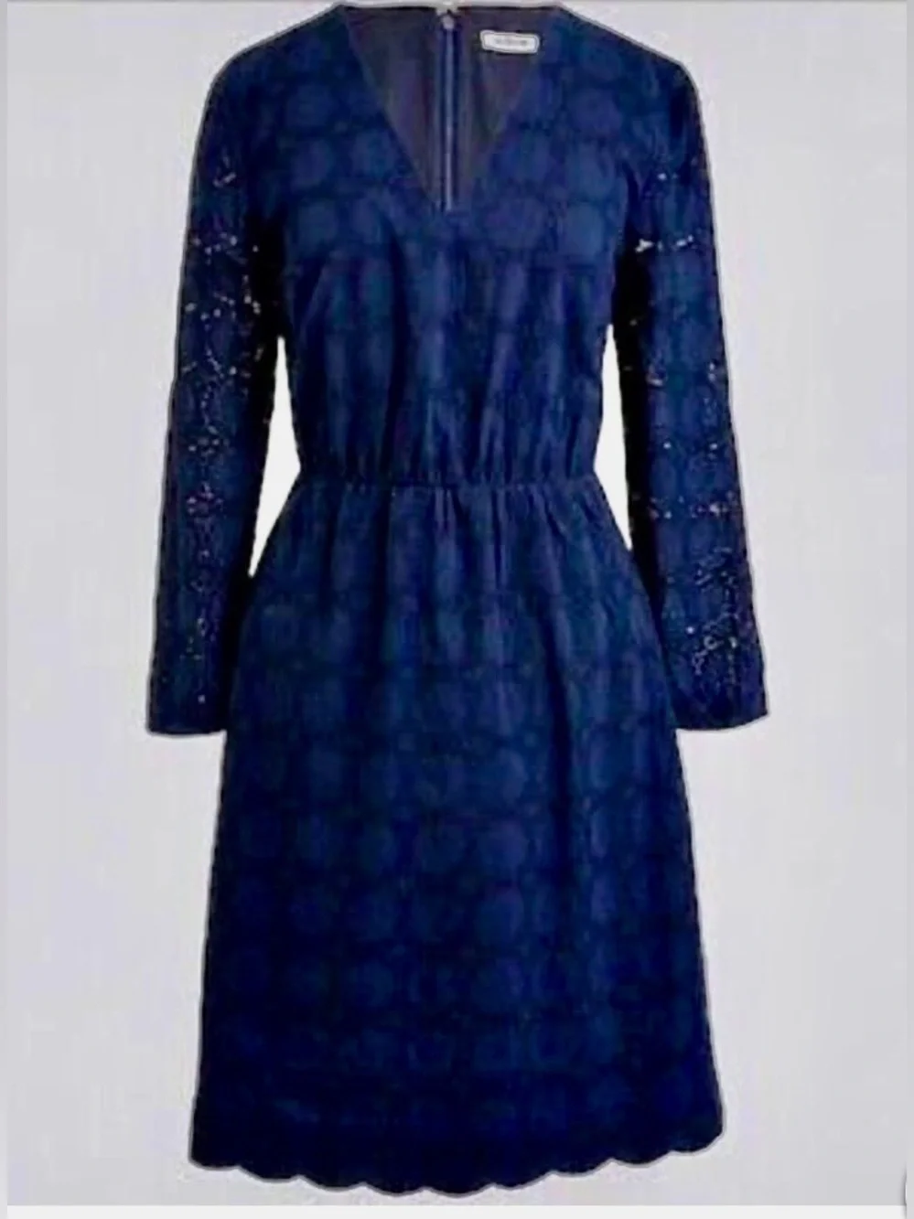 J CREW  Navy V-Neck Lace Fit-and-Flare Dress